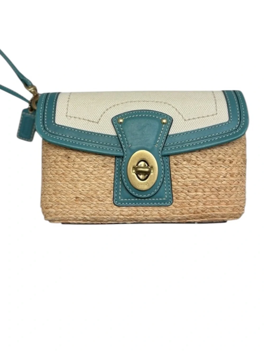 Coach vintage y2k legacy wicker canvas leather Turnlock wristlet rare